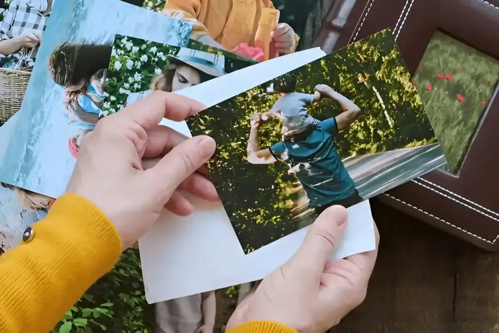 Vintage photo prints of outdoor family moments, memories captured for wedding celebrations and special events.