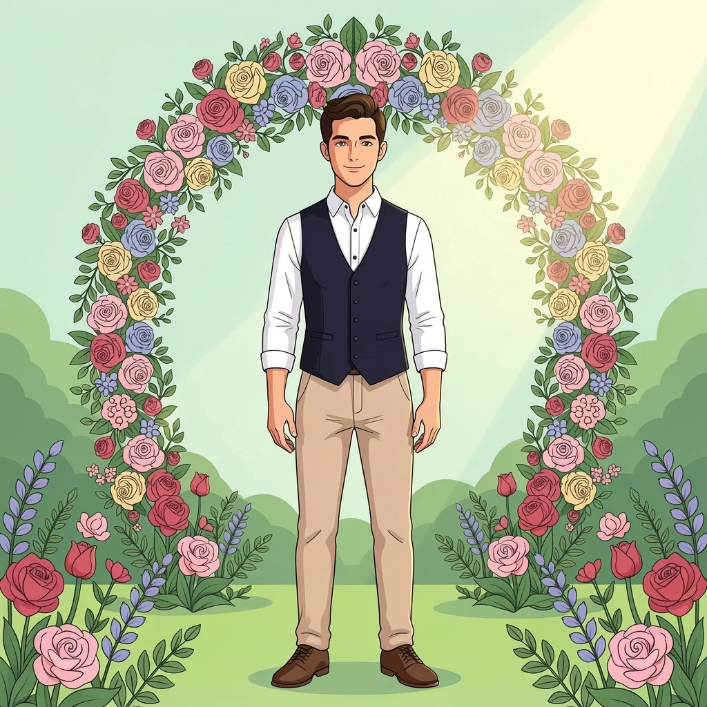 Confident man in vest and chinos at garden wedding without blazer, featured image