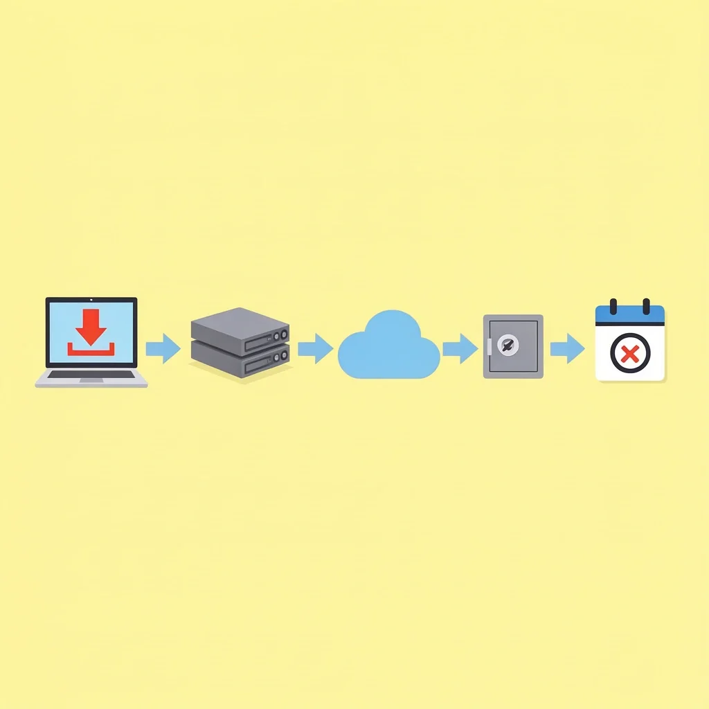 Visual path showing steps to backup wedding photos on hard drive, cloud, and safe