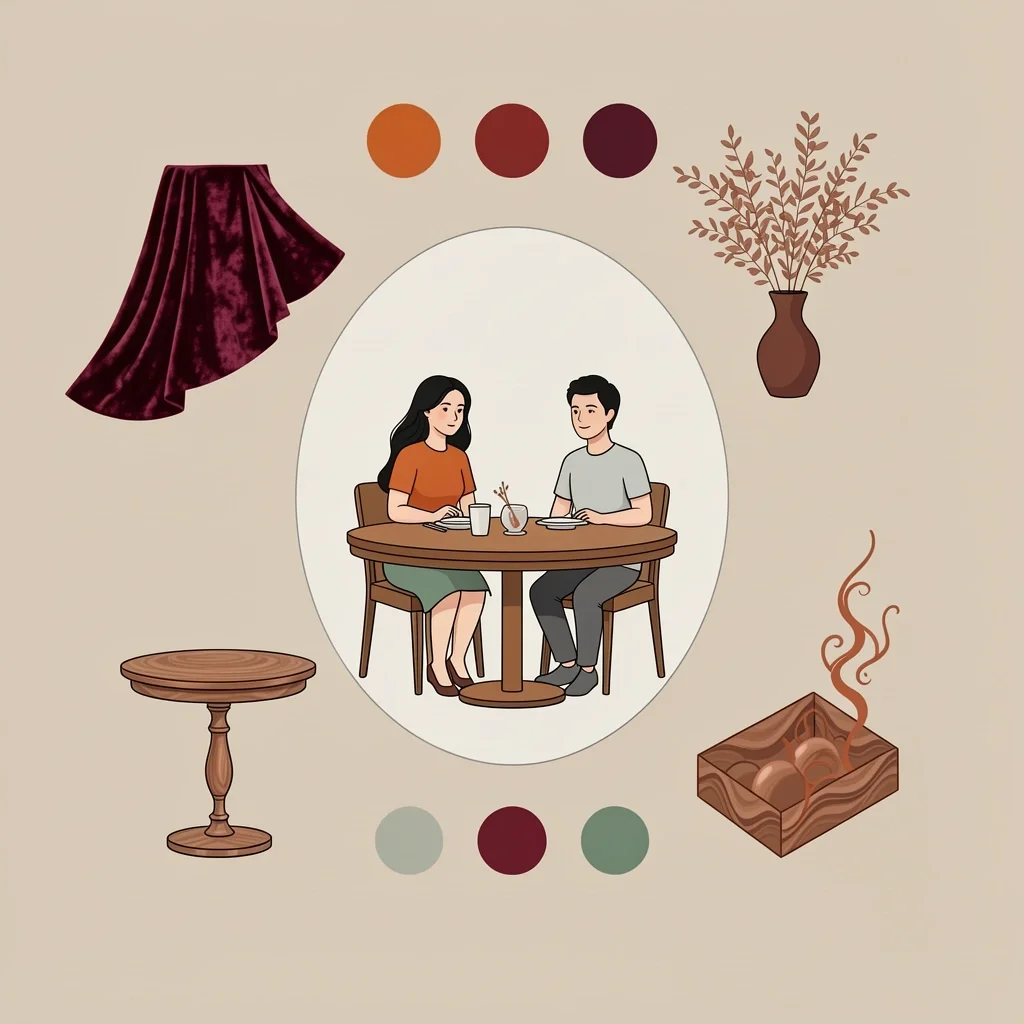 Cohesive Fall Wedding Design Mood board for cohesive fall wedding design with colors and textures