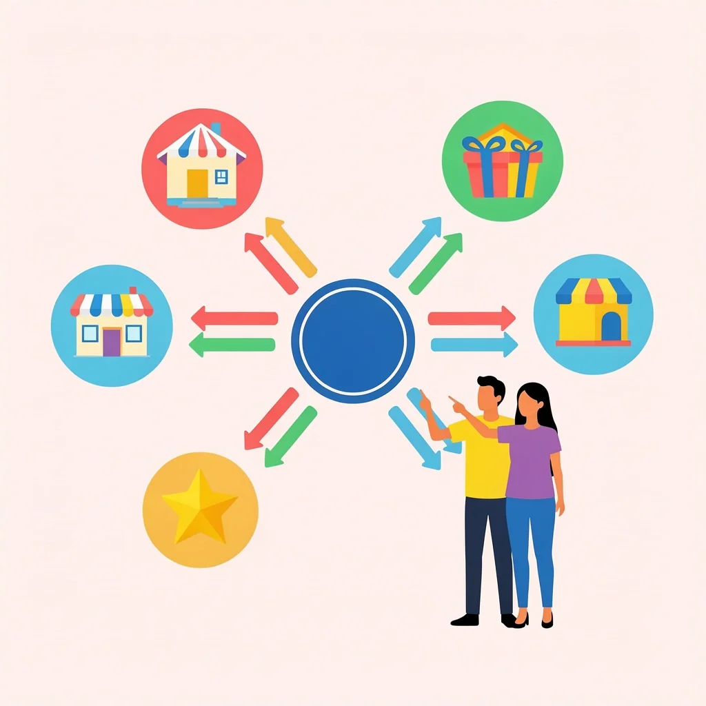 Combining Multiple Registries Illustration of combining multiple wedding registries into a central hub