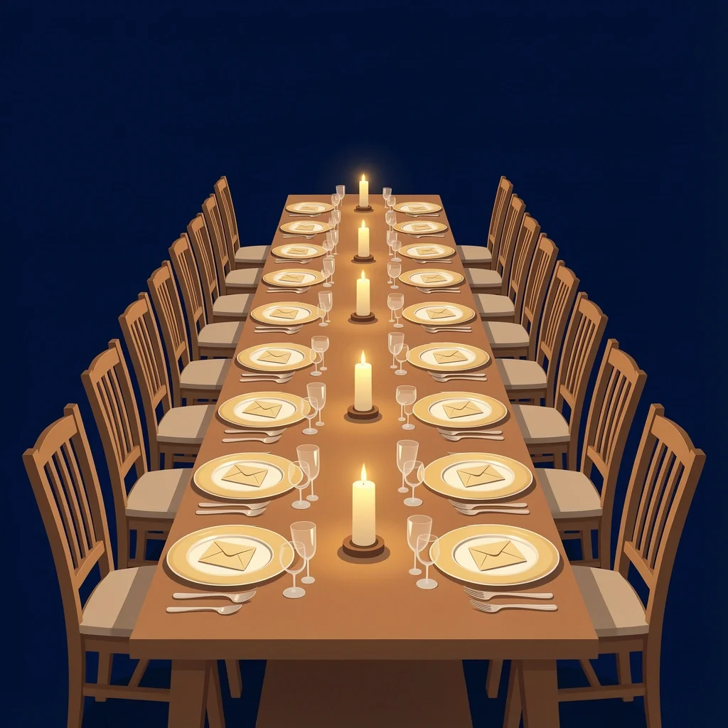 Intentional Small Wedding Design Long communal table with handwritten notes at each place setting for an intimate small wedding