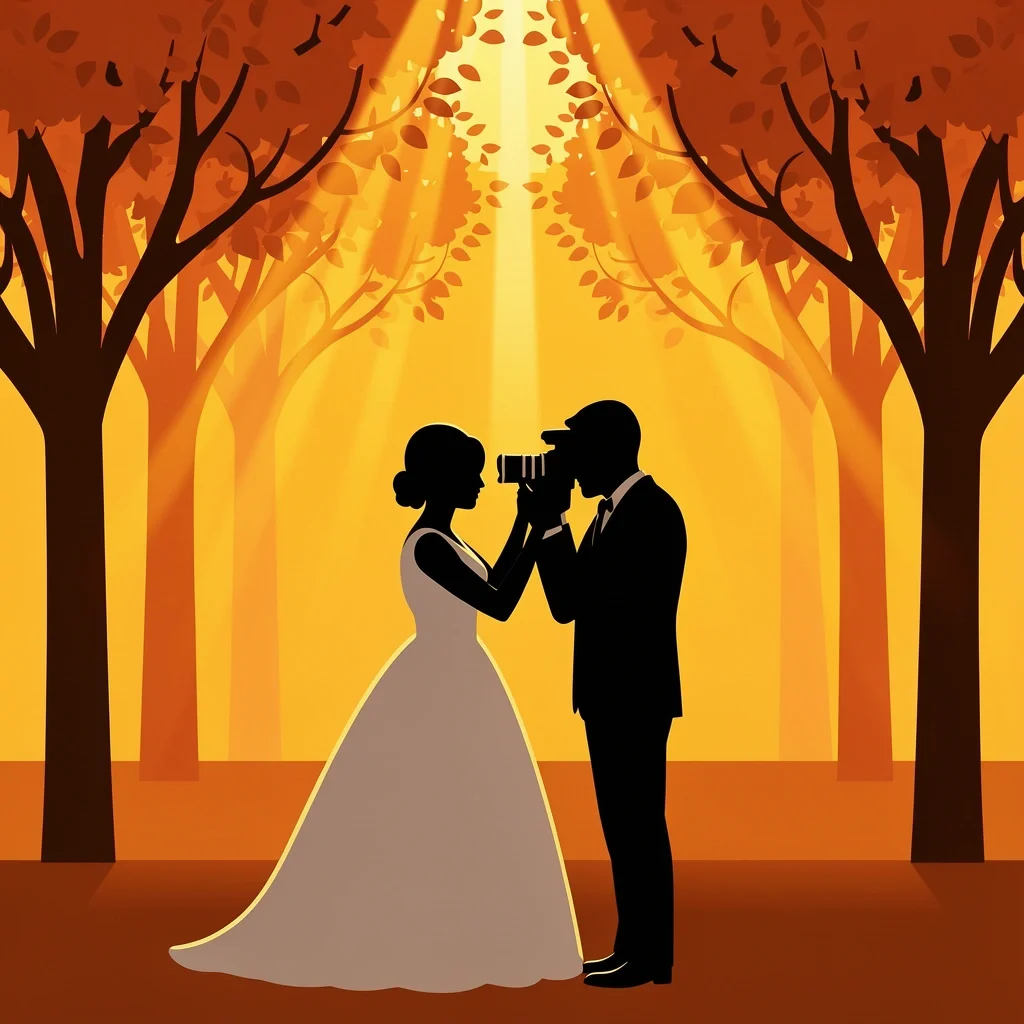 Fall Wedding Golden Hour Photography Wedding photographer capturing couple during fall golden hour