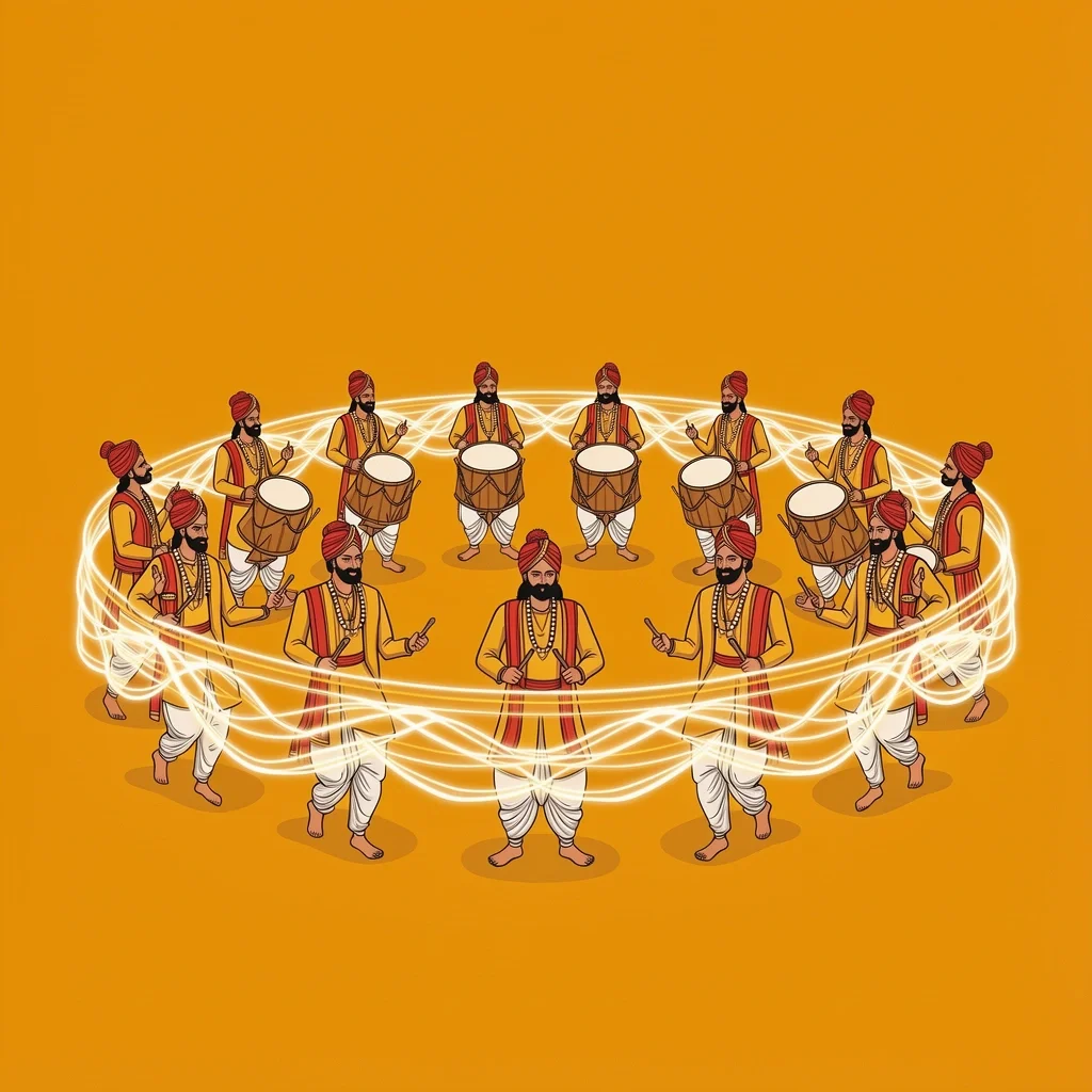 Community Wedding Music Traditions An Indian baraat procession with drummers and dancers, illustrating how wedding music in non-Western cultures emphasizes community participation.