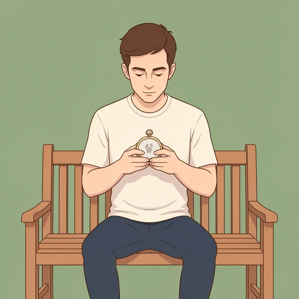 Thoughtful gift for a grieving father A grieving father holding an engraved pocket watch with a tiny footprint, symbolizing a thoughtful gift for a dad after baby loss.