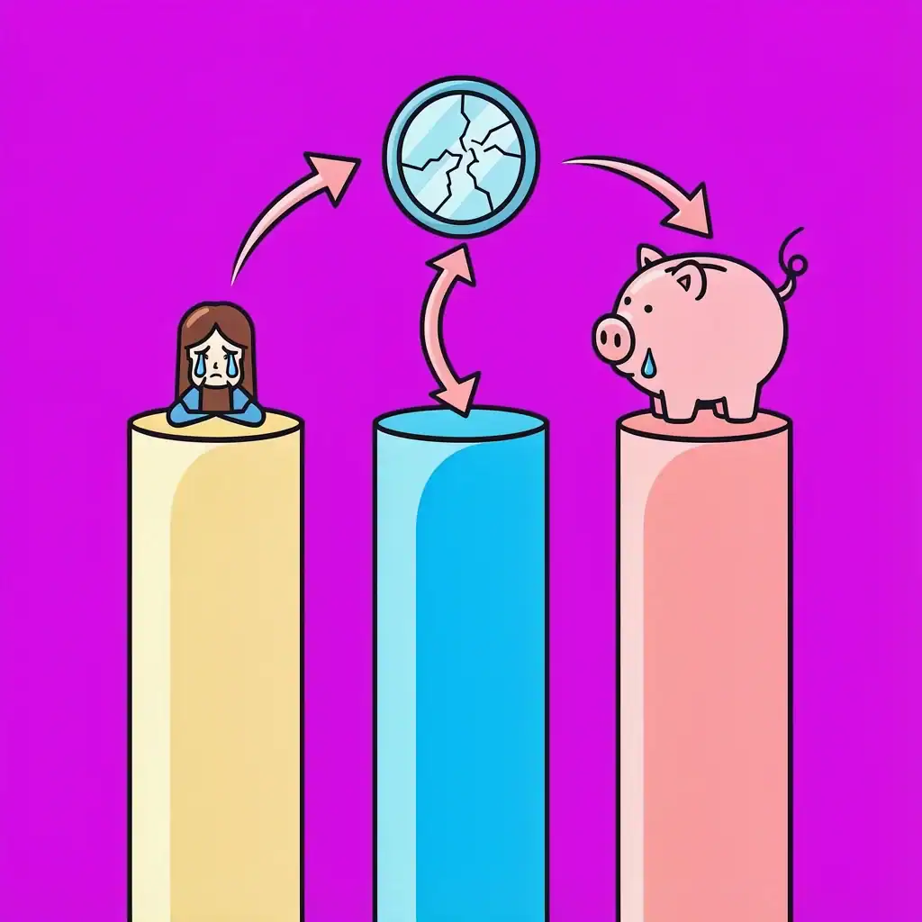 Three Hidden Wedding Stressors Visualized Illustration of three pillars representing grief, comparison, and financial shame in wedding planning