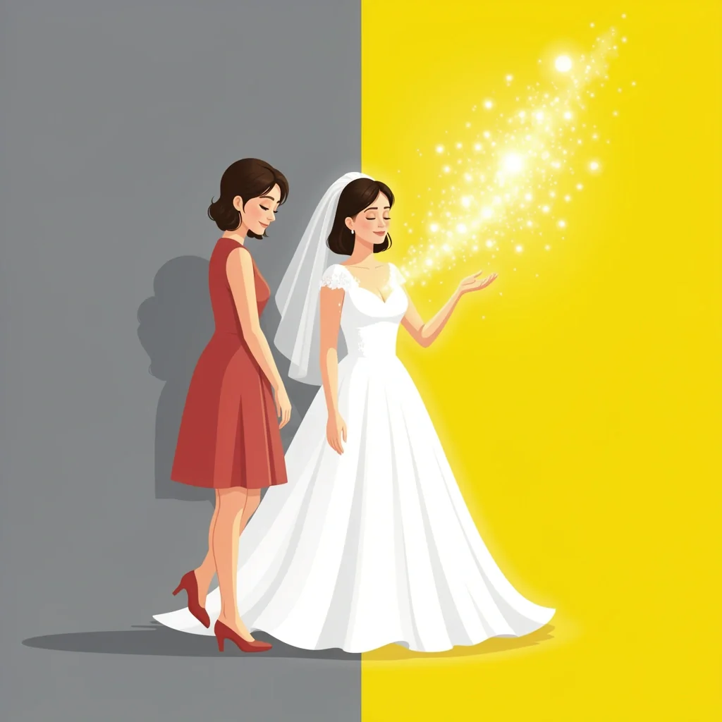 Transforming Jealousy into Joy Maid of honor steps into shadow while bride receives joyful attention symbolizing selflessness