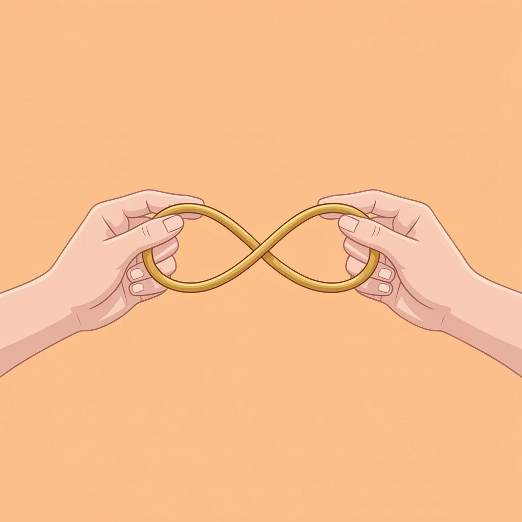 Marriage Unity Bond Two hands holding a golden cord shaped like an infinity symbol