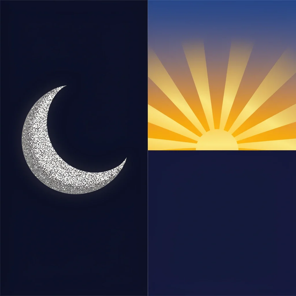 Silver vs Gold Moonlight Sunset Metaphor Metaphor for silver as moonlight and gold as sunset against navy blue