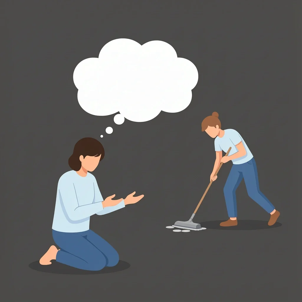 Prayer and Action Balance A person praying while another actively works, showing the need for both prayer and action