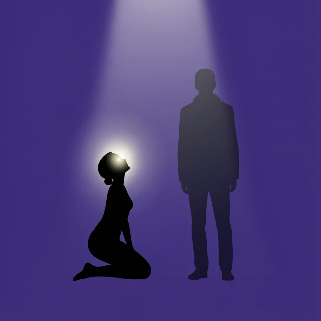 Praying Alone for Marriage A kneeling silhouette praying with a glowing orb, while a shadow of a spouse is nearby