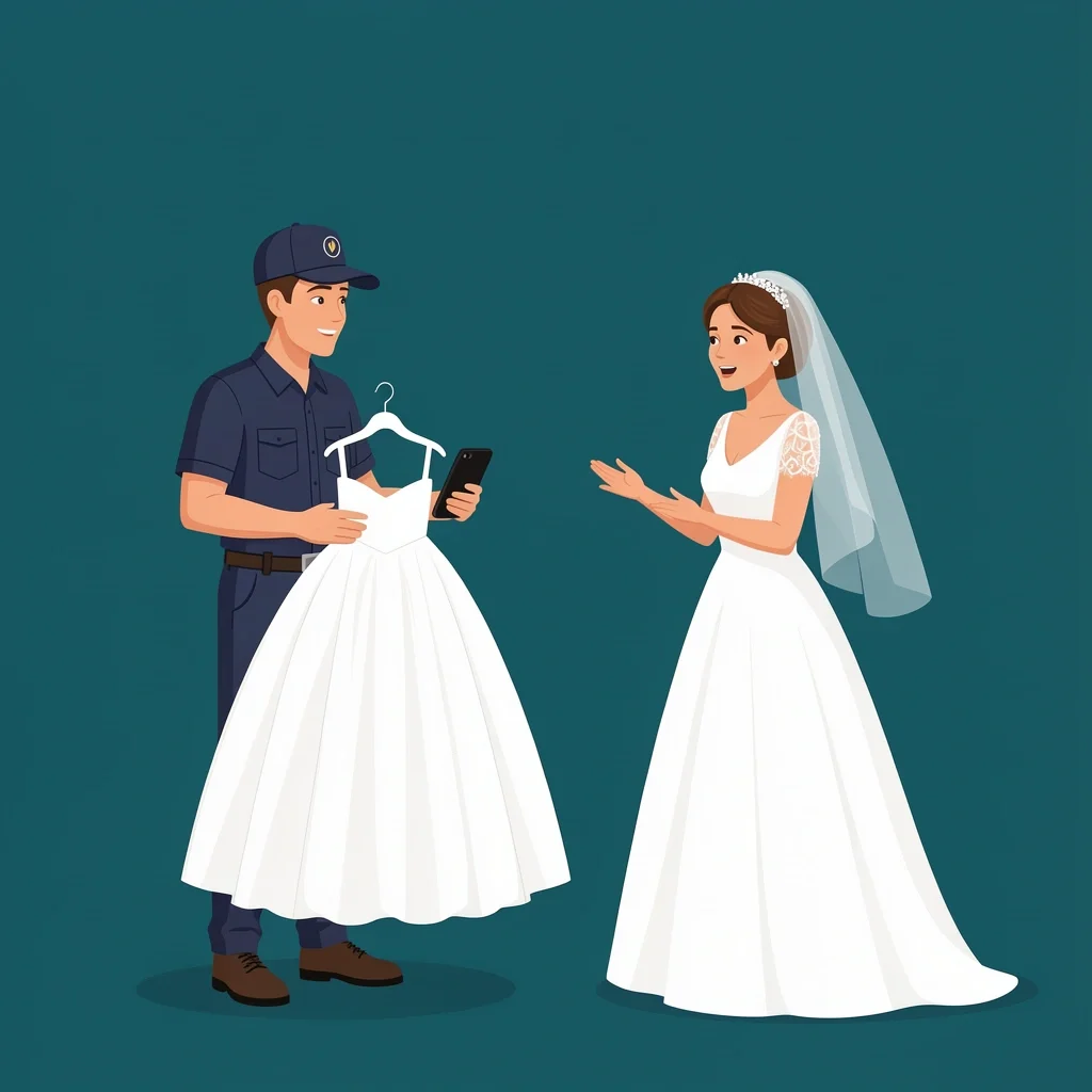 Calling Professional Cleaner for Bubble Stain Professional cleaner on phone with bride about glycerin bubble stain on wedding dress