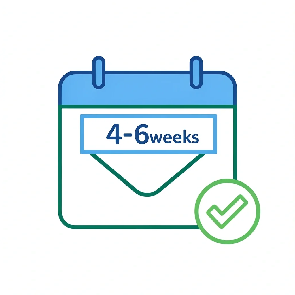 Invitation Timing Guide Calendar with highlighted date 4-6 weeks before dinner, with envelope and checkmark