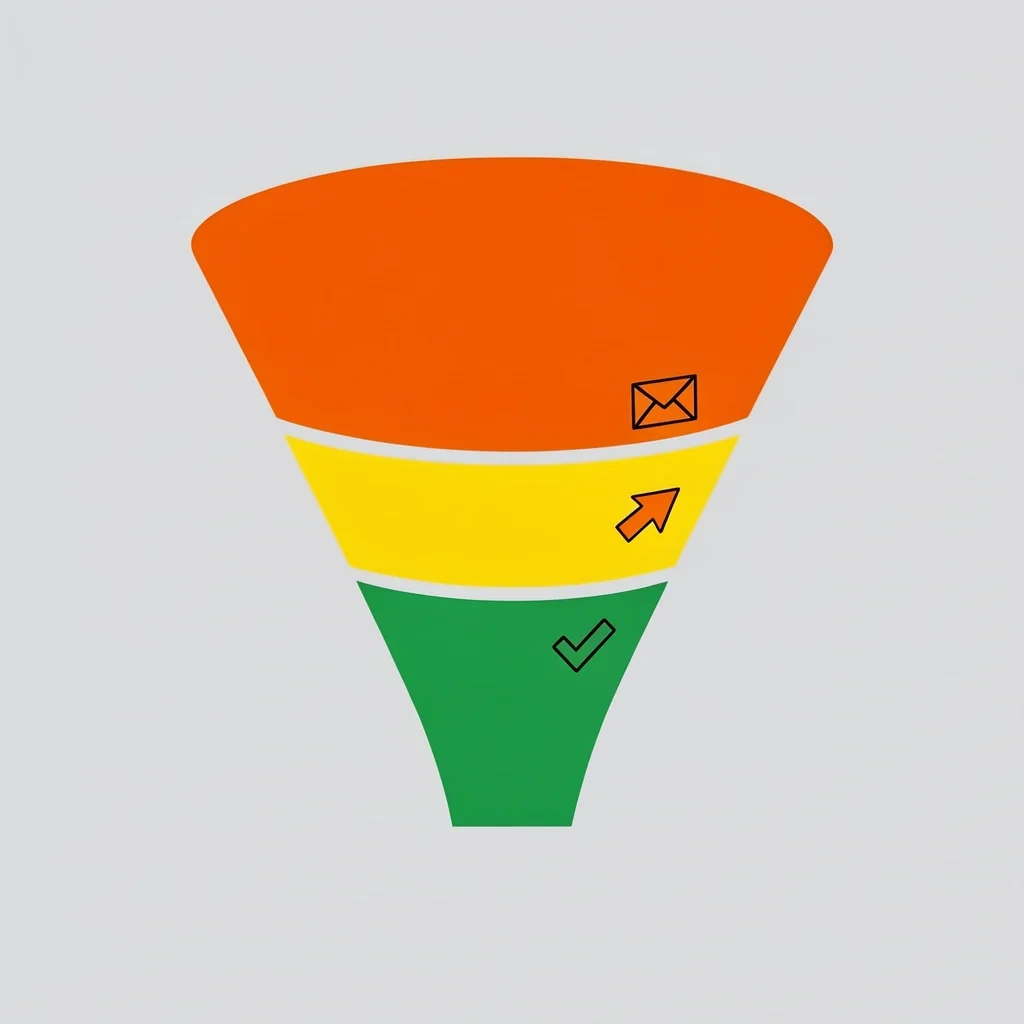 RSVP Funnel Optimization Image Funnel with three segments and icons for RSVP steps