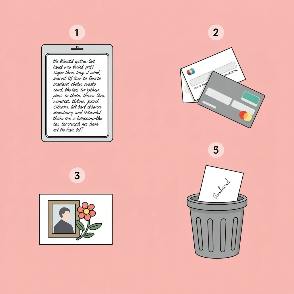 How to Handle Different Wedding Cards Four step-by-step vignettes showing how to treat standard cards, cards with inserts, memorial cards, and generic cards