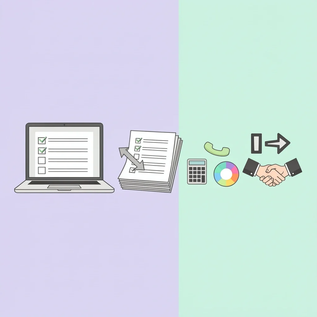 Transferable Skills Audit for New Wedding Planners A desk with laptop, papers, and icons representing project management, customer service, budgeting, design, and negotiation skills.