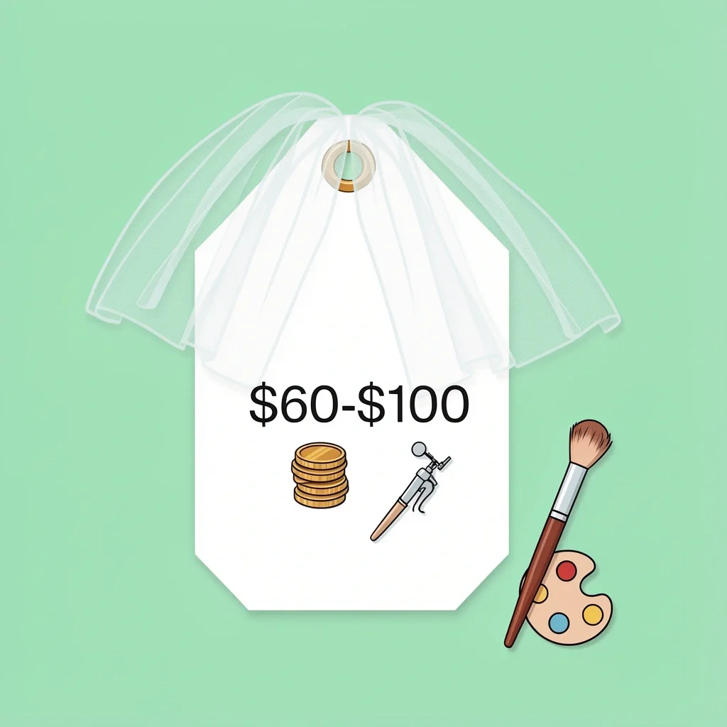 Cost of Ulta Bridal Makeup Symbolic representation of Ulta bridal makeup cost with coins and airbrush icon