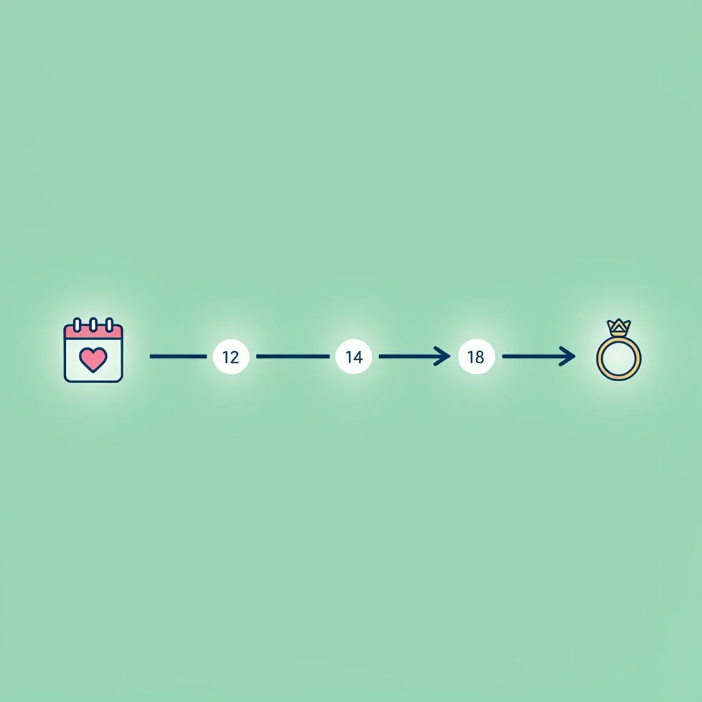 Wedding Booking Timeline Illustration Illustration of a wedding booking timeline from 12 to 18 months with calendar and ring icons