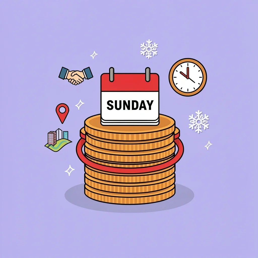 Seven Wedding Budget Strategies Illustration Rubber band stretching over coins with calendar clock map pin and snowflake icons