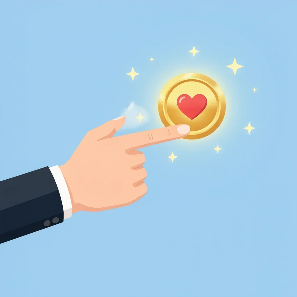 What Makes an Etsy Holiday Favorite A hand clicking a heart icon on a digital interface with a glowing golden badge appearing nearby